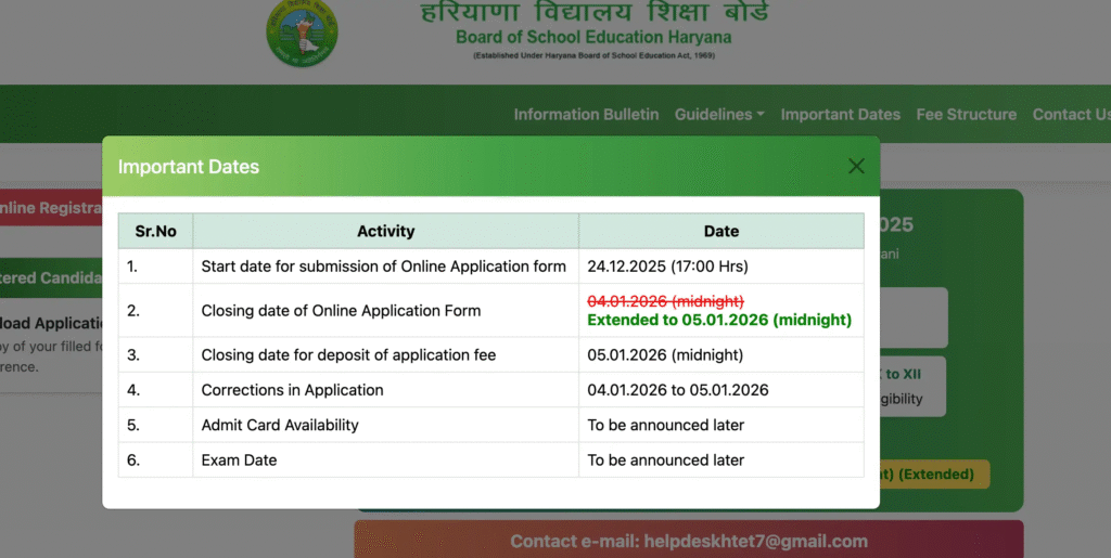 HTET Exam Date 2026 Postponed