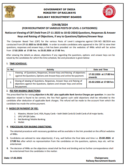 Railway RRB Group D Answer Key 2026