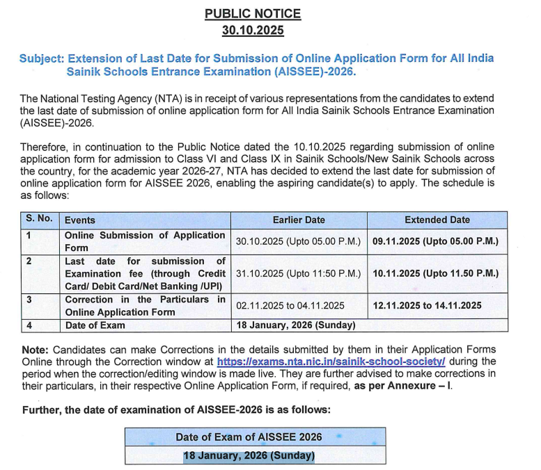 sainik school entrance exam