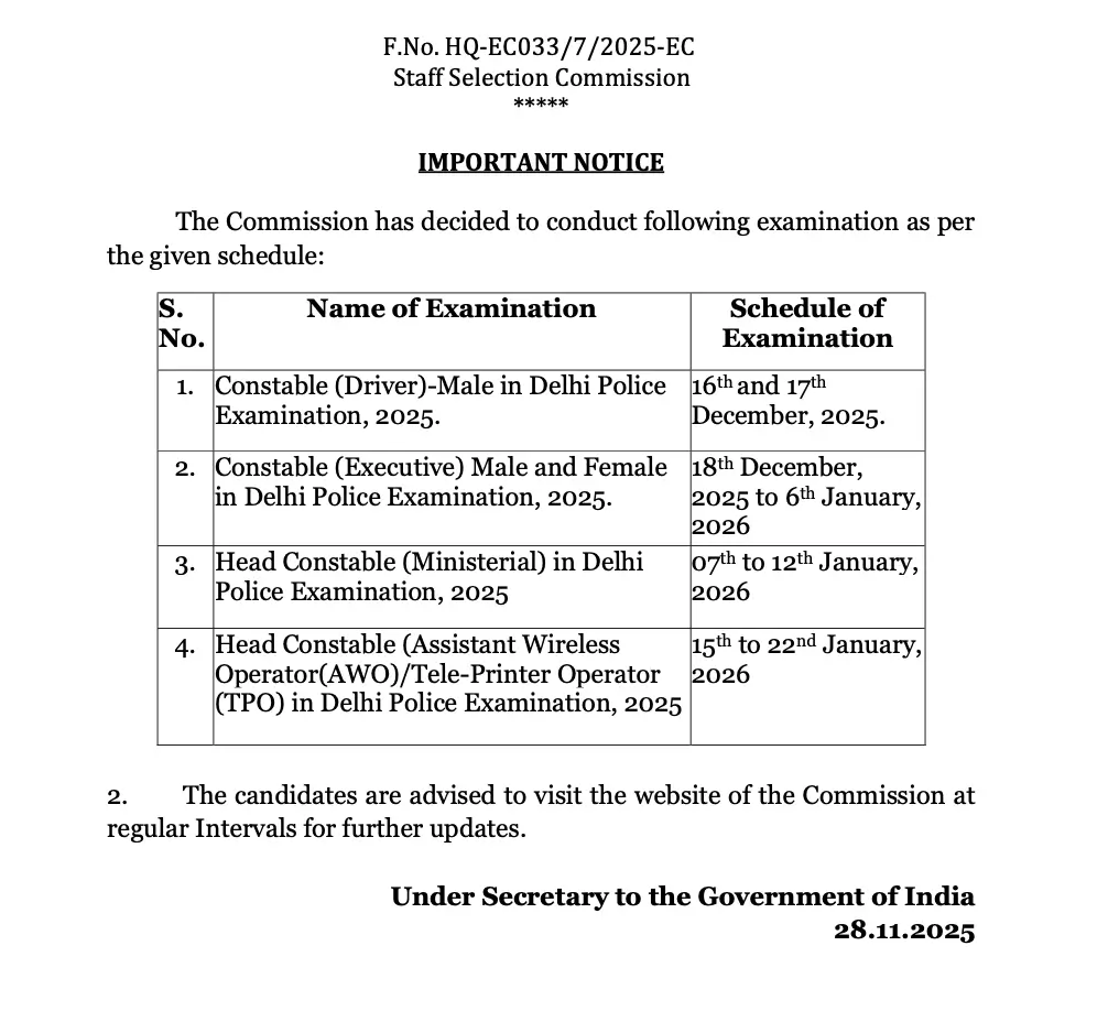 Delhi Police Head Constable 2025